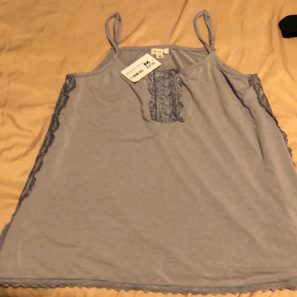 WOMENS POL SIZE M purple Cotten and lace tank top NWT